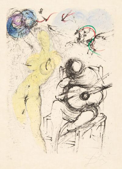 Salvador Dalí etching & drypoint "Femme à la guitare"