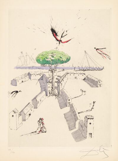 Salvador Dalí etching & drypoint "La plage de sète"
