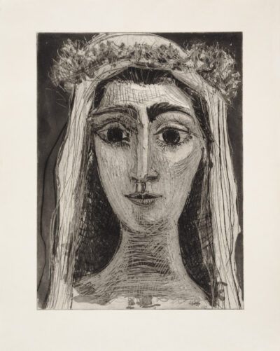 Pablo Picasso Mixed Media Print "Jacqueline en mariée, de face"