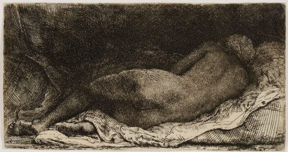 Rembrandt Van Rijn etching "Negress Lying Down (Reclining Female Nude)"