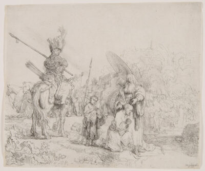 Rembrandt Van Rijn etching "The Baptism of the Eunuch"