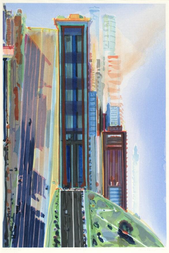 Wayne Thiebaud woodblock "Hill Street"