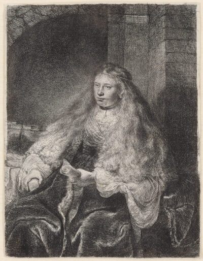 Rembrandt Van Rijn etching, engraving & drypoint "The Great Jewish Bride"