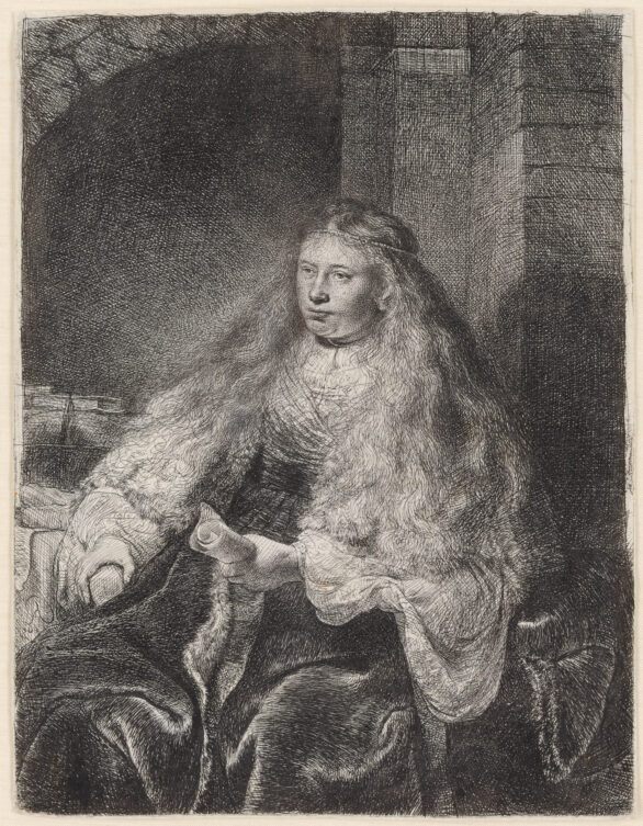 Rembrandt Van Rijn etching, engraving & drypoint "The Great Jewish Bride"