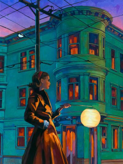 Miles Hyman Oil Painting "North Beach, Nocturne"