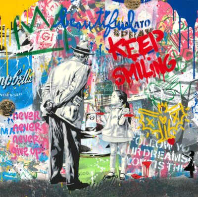 Mr. Brainwash silkscreen and mixed media "Caught Red-Handed"