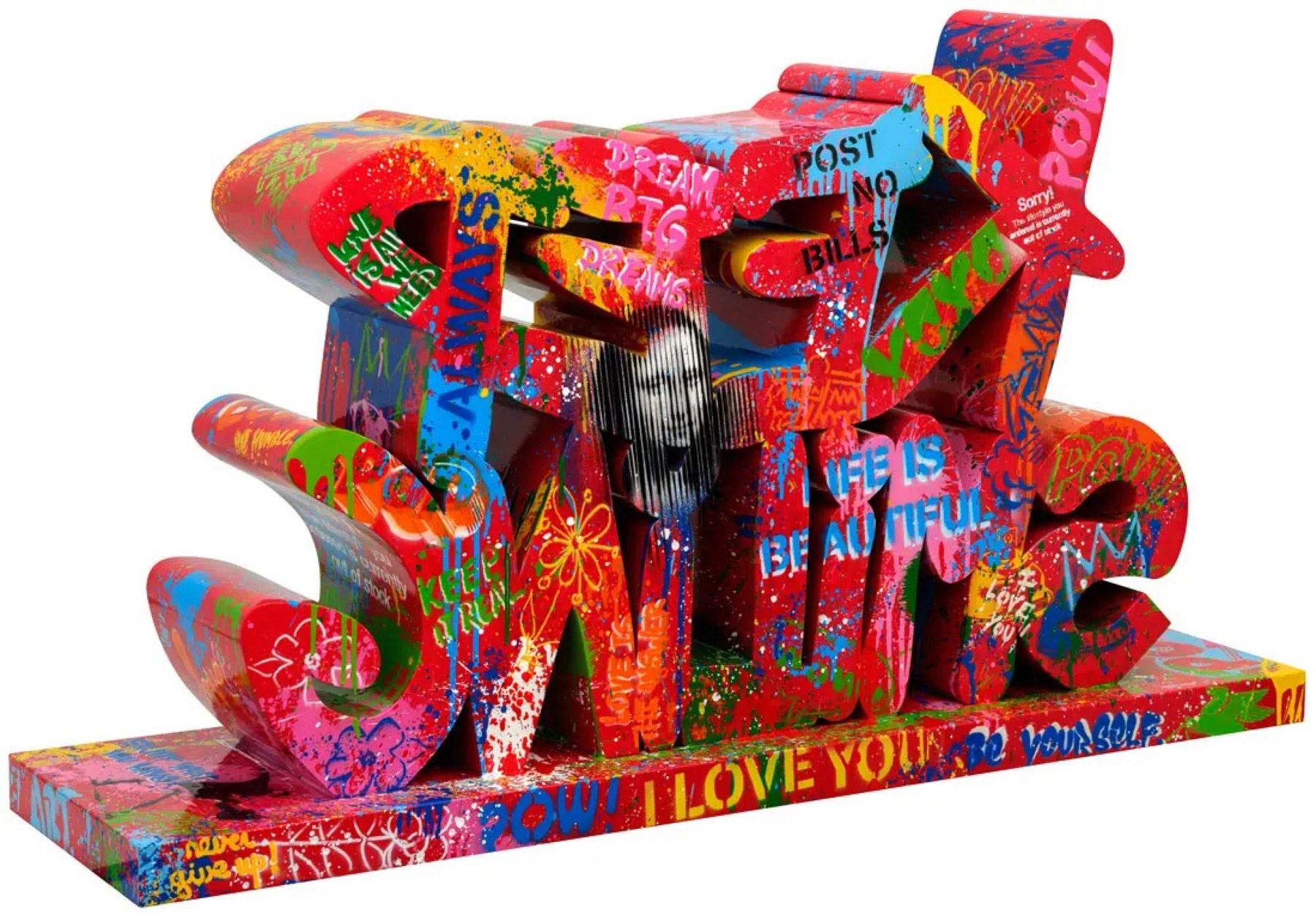 Mr. Brainwash Steel & Mixed Media Sculpture: Keep Smiling