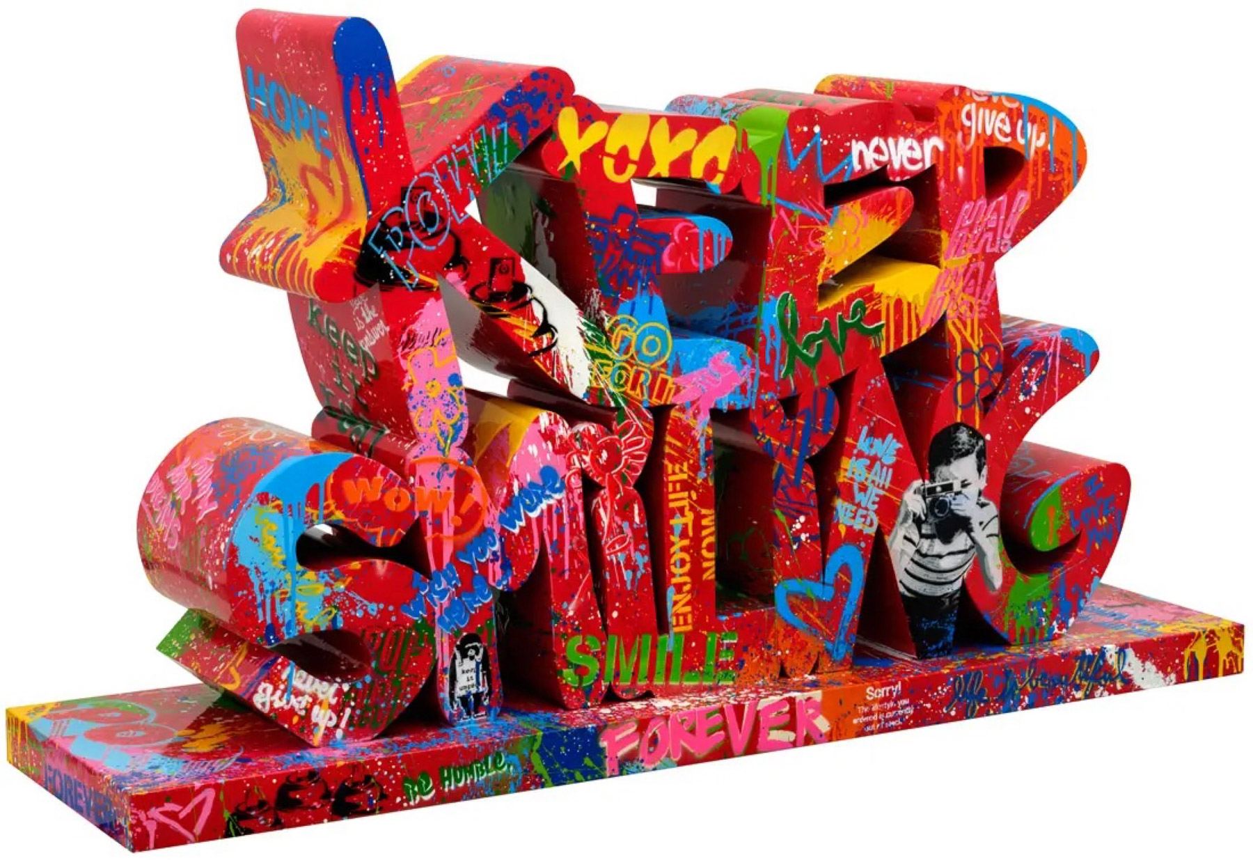 洋楽 DIE HARD BRAIN WASHED 12inch Mr. Brainwash Steel & Mixed Media Sculpture: Keep Smiling