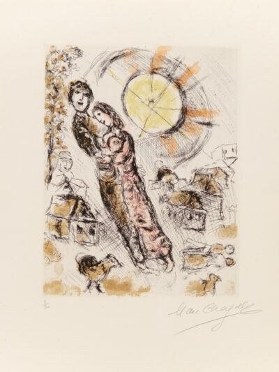 Marc Chagall etching & aquatint "Soleil aux amoureux"