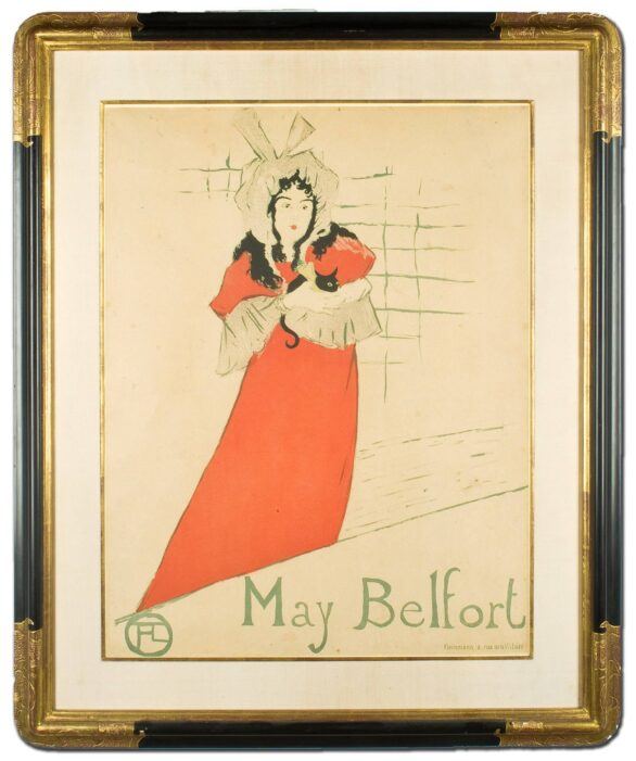 Toulouse-Lautrec Lithograph: May Belfort, framed