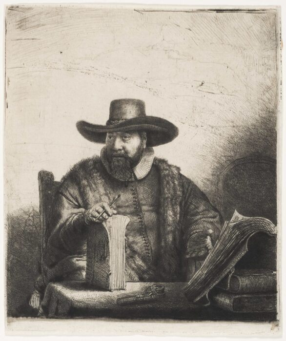 Rembrandt Etching: CORNELIS CLAESZ ANSLO, PREACHER