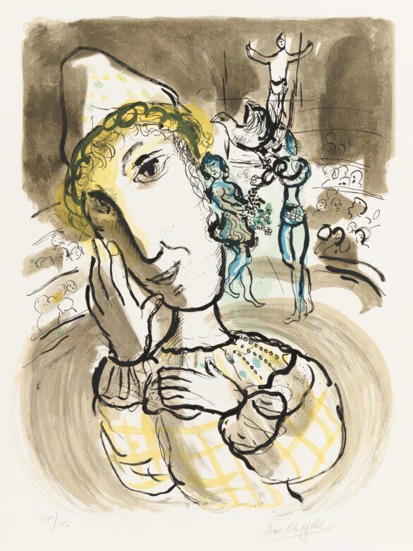 Chagall Lithograph: LE CIRQUE AU CLOWN JAUNE