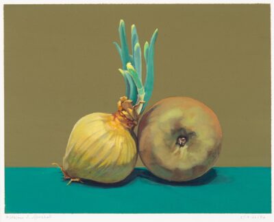 Kathleen Marshall painting Apple and Onion