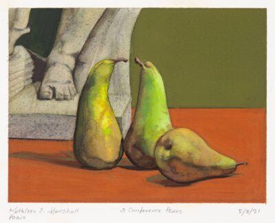 Kathleen Marshall painting Three Pears