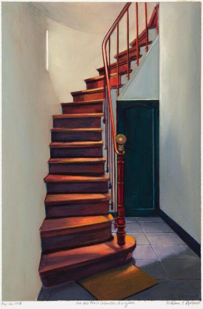 Kathleen Marshall painting Red Stairs - 27 Rue des Trois Colombes